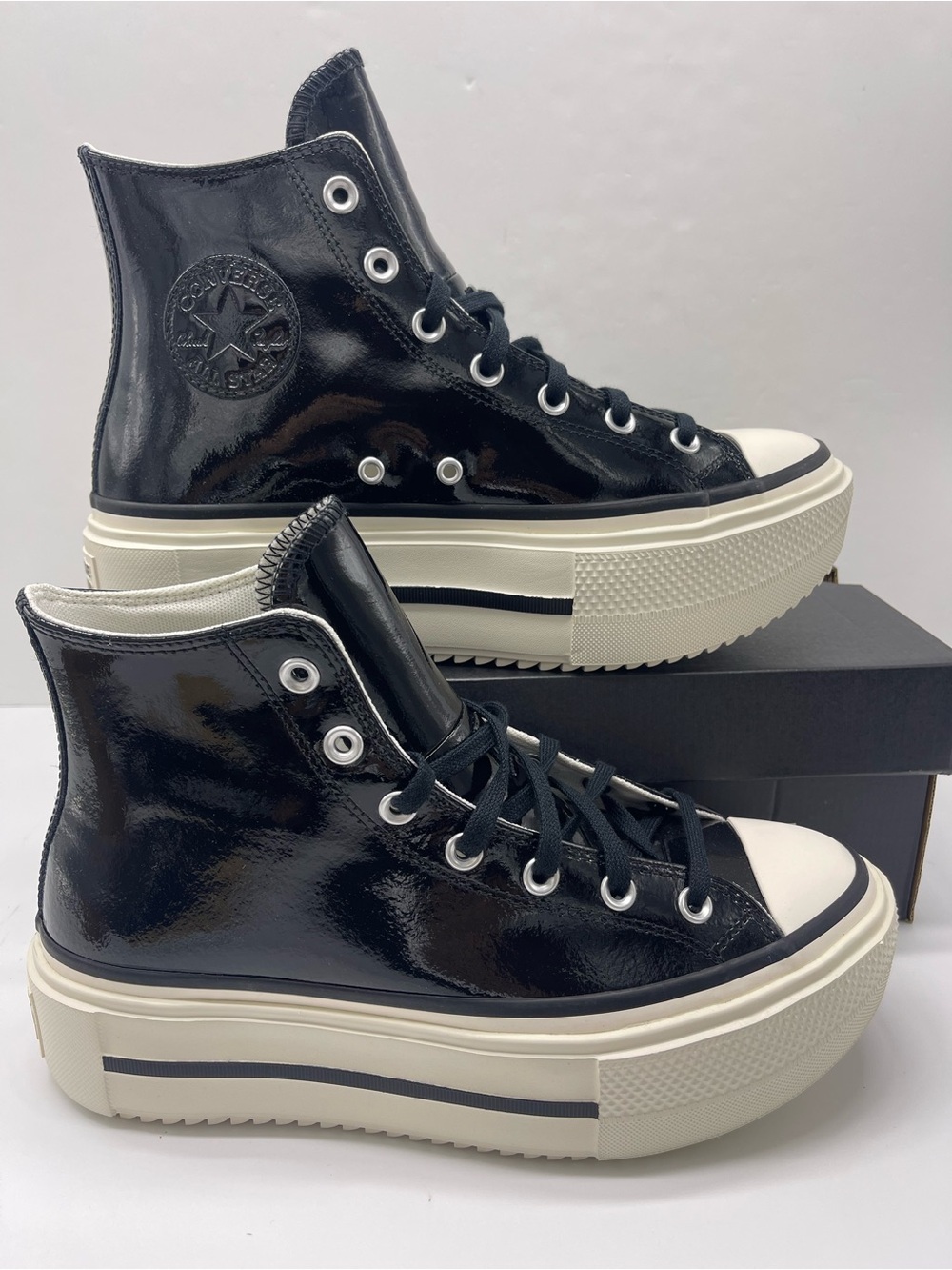 Converse A12977C CTAS LIFT DOUBLE STACK Hi Black/Egret/Black Platform Sneakers
